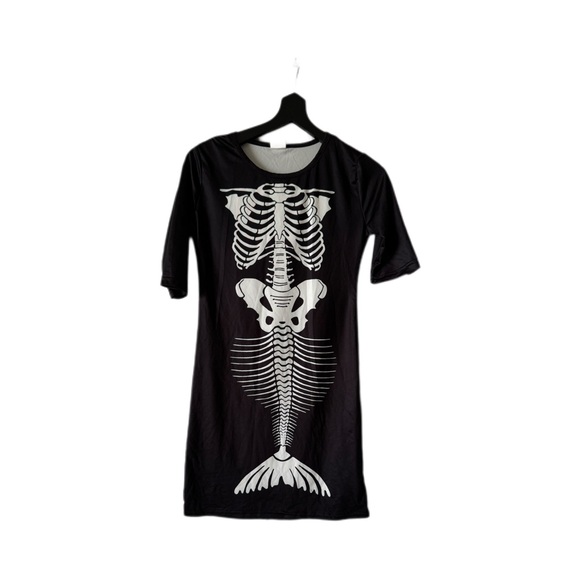Mermaid skeleton Halloween costume dress size 10. Short sleeves lightweight GUC - Picture 2 of 8